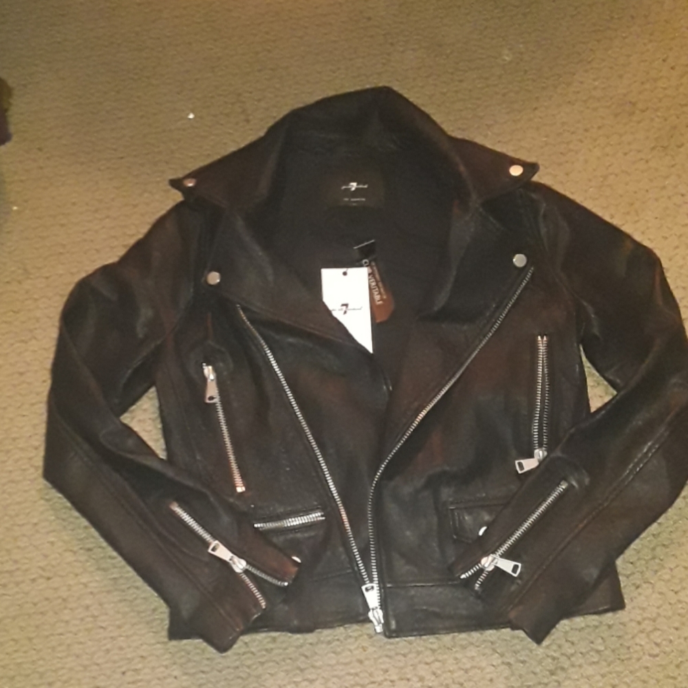 NWT:7 FOR ALL MANKIND GENUINE LEATHER JACKET SZ:SM